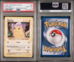 1999 POKEMON BASE SET YELLOW CHEEKS-SHADOWLESS #58 PIKACHU PSA 8 - Image 3