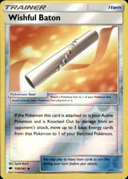 Pokemon Reverse Holo Wishful Baton SM - Burning Shadows 128/147 LP - Image 1