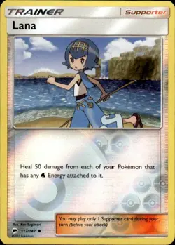 Pokemon Reverse Holo Lana SM - Burning Shadows 117/147 LP - Image 1