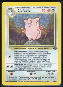 Clefable 1/64 Holo Rare Jungle Pokemon Unlimited Holo 1-11-44 - Image 1
