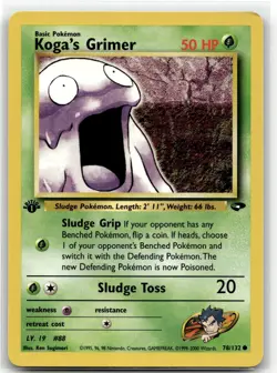 Koga's Grimer 78/132 Common Gym Challenge Pokemon 1st Edition NM/M - Image 1