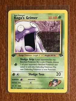 [LP/NM] 2000 Pokemon Gym Challenge Koga's Grimer 1st Edition #78/132 Common - Image 1