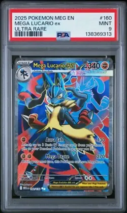 MEGA LUCARIO EX #160 PSA 9 2025 POKEMON MEG EN-MEGA EVOLUTION ULTRA RARE - Image 1