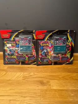 2x Pokemon Phantasmal Flames Triple Blister Pack (Weavile & Sneasel) - Sealed - Image 1