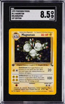 1999 POKEMON FOSSIL 1ST EDITION #11 MAGNETON-HOLO SGC 8.5 - Image 1