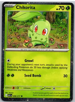 Chikorita (Cosmos Holo) 008/217 Holo Miscellaneous Cards & Products Pokemon NM - Image 1