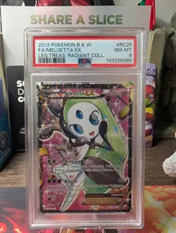 Pokemon 2013 Black & White Legendary Treasures Meloetta EX Fullart LP PSA 8 - Image 1