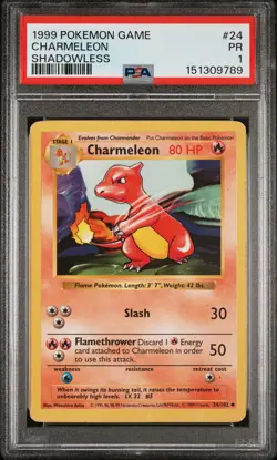 1999 POKEMON BASE SET SHADOWLESS #24 CHARMELEON PSA 1 - Image 1
