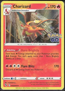 Charizard 010/078 Holo Rare Pokemon GO Pokemon Holo Near Mint - Image 1
