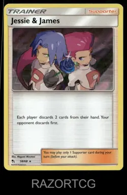 JESSIE & JAMES 58/68 HOLO R HIDDEN FATES POKEMON HOLO LP - Image 1