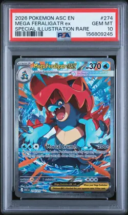 2026 POKEMON ASC EN-ASCENDED HEROES #274 MEGA FERALIGATR EX PSA 10 - Image 1