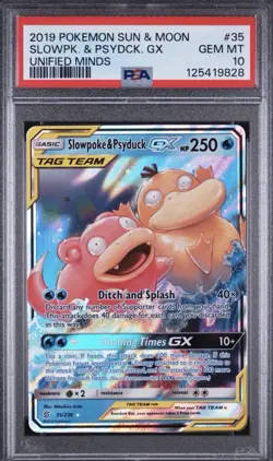 2019 POKEMON SUN & MOON UNIFIED MINDS #35 SLOWPOKE & PSYDUCK GX PSA 10 - Image 1