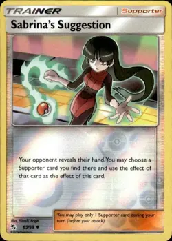 Pokemon Reverse Holo Sabrina's Suggestion Hidden Fates 65/68 LP - Image 1