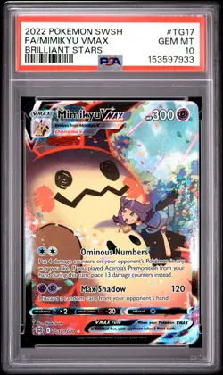 2022 POKEMON SWORD & SHIELD BRILLIANT STARS #TG17 FULL ART/MIMIKYU VMAX PSA 10 - Image 1