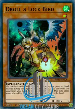 Yugioh RA02-EN006 Droll & Lock Bird Super Rare Card 1st Edition - Image 1