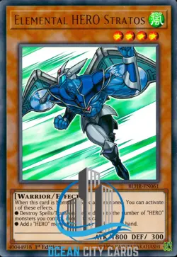 Yugioh Elemental Hero Stratos BLHR-EN061 Ultra Rare 1st Edition - Image 1