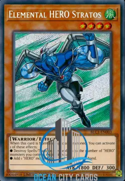Yugioh Elemental Hero Stratos BLC1-EN003 Secret Rare Limited Ed - Image 1