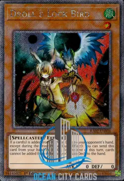 Yugioh RA02-EN006 Droll & Lock Bird Platinum Secret Rare 1st Edition - Image 1
