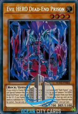 Yugioh Evil Hero Dead-End Prison SUDA-EN002 Secret Rare 1st Edition - Image 1