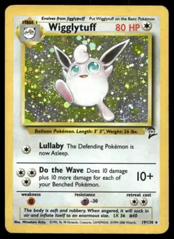 Wigglytuff 19/130 Holo Rare Base Set 2 Pokemon Holo Damaged - Image 1