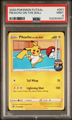 2020 POKEMON FUTSAL #001 PIKACHU ON THE BALL PSA 9 - Image 1