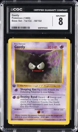 1999 POKEMON BASE SET 1ST EDITION #50 GASTLY CGC 8 - Image 1