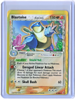 Blastoise 2/100 EX Crystal Guardians Reverse Holo Delta Species HP/DMG Pokemon - Image 1