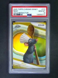 2025 Topps Chrome Disney Pixar Remy #117 Glod Refractor /50 PSA 10 - Image 1