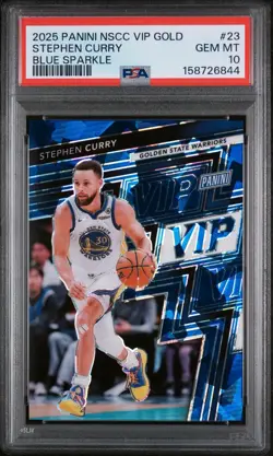 2025 Panini NSCC - VIP Gold - Stephen Curry #23 - Blue Sparkle - /75 - PSA 10 - Image 1