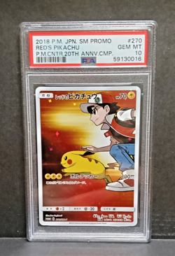 PSA 10 Pokemon Japanese Red's Pikachu 270/SM-P 20th Anniversary Promo - Image 1