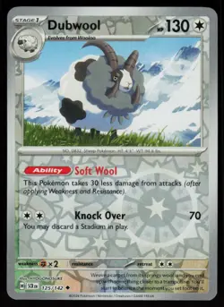 Dubwool 125/142 Uncommon Stellar Crown Pokemon Reverse Holo Near Mint - Image 1