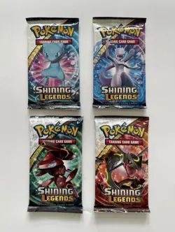 2017 Pokemon Card Sun & Moon Shining Legends 4 Booster Packs Sealed Full Art Set - Image 1