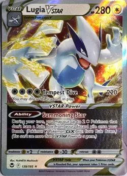 Lugia VSTAR 139/195 Holo VSTAR Rare Silver Tempest Pokemon Near Mint - Image 1