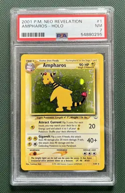 Neo Revelation Pokemon Ampharos - 1/64 - Holo - Psa 7 - Image 1