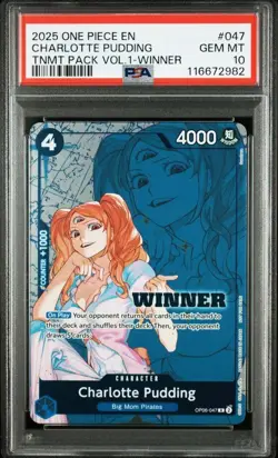 PSA10 Charlotte Pudding OP06-047 Winner Promo Card English Rare 25 Worldwide - Image 3