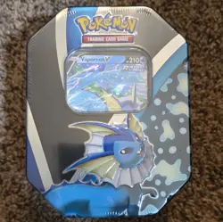 Pokemon TCG Eevee Evolutions Tin Vaporeon V Promo + Booster English 2021 6+ - Image 1