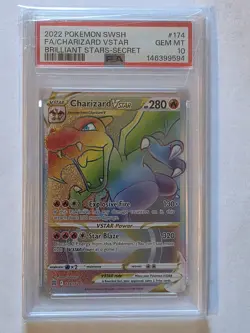 Pokemon Charizard VSTAR Secret Rare 174/172 Brilliant Stars PSA 10 Holo - Image 1