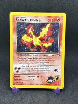 Pokemon TCG Rocket's Moltres Gym Heroes Holo Card 12/132 SWIRL - Image 1