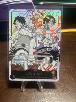 ST30-001 - Luffy & Ace Leader (Alternate Art Parallel - Black/White) - Near Mint - Image 1