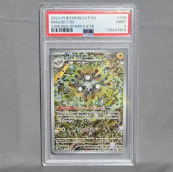 2024 Pokemon Magneton #159 Surging Sparks ETB Card PSA 9 - Image 1