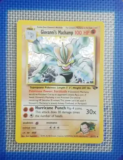 Pokemon TCG Giovanni's Machamp Holo Unlimited Rare Card Gym Challenge - Image 1
