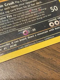 Shining Tyranitar Neo Destiny Secret Rare Holo 113/105 DAMAGED - Image 4