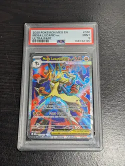 2025 Pokemon Meg En-Mega Evolution #160 Mega Lucario Ex Ultra Rare PSA 9 - Image 1