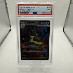 2025 POKEMON MEG EN-MEGA EVOLUTION ULTRA RARE #160 MEGA LUCARIO EX PSA 9 - Image 1