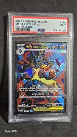 2025 POKEMON MEG EN-MEGA EVOLUTION ULTRA RARE #160 MEGA LUCARIO EX PSA 9 - Image 1
