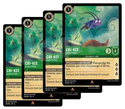 Disney Lorcana Cri-Kee Lucky Cricket x 4 - Rare Ursula's Return - Plus Free Card - Image 1