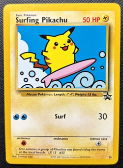 Surfing Pikachu Black Star Promo 28 Pokemon League NM 2001 - Image 1