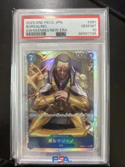 PSA 10 BORSALINO OP05-051 ONE PIECE JAPANESE AWAKENING OF THE NEW ERA SR HOLO Y - Image 1
