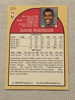 1990-91 NBA Hoops David Robinson #270 Rookie of the Year Card - Lot Of 6 - Image 2
