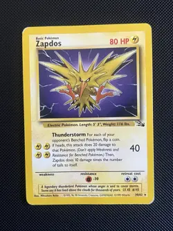Zapdos (30/62) Fossil - MP - Vintage - Rare - Unlimited - WoTc - Pokemon TCG - Image 1